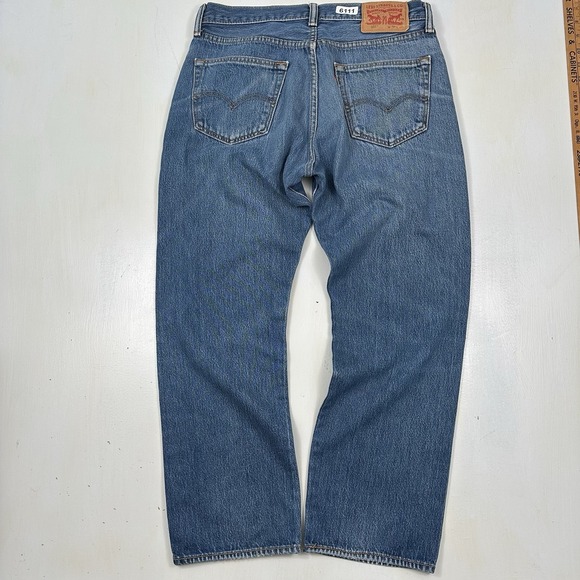 Y2K Levi's 501 Jeans Men Meas 32x27 Blue Button Fly Denim Cotton Egypt Tag 34 - Picture 2 of 11